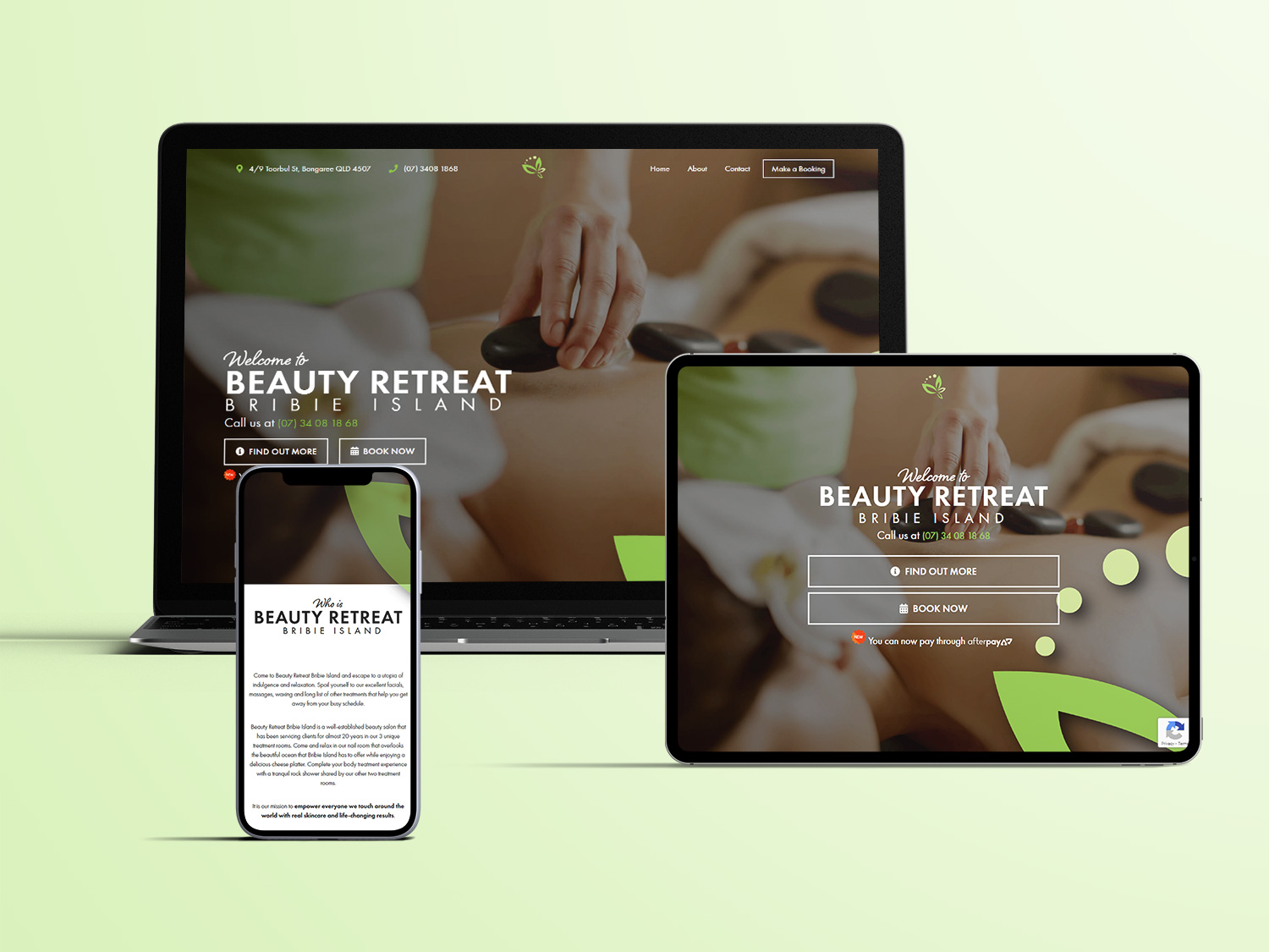 Mockup of Beauty Retreat Website